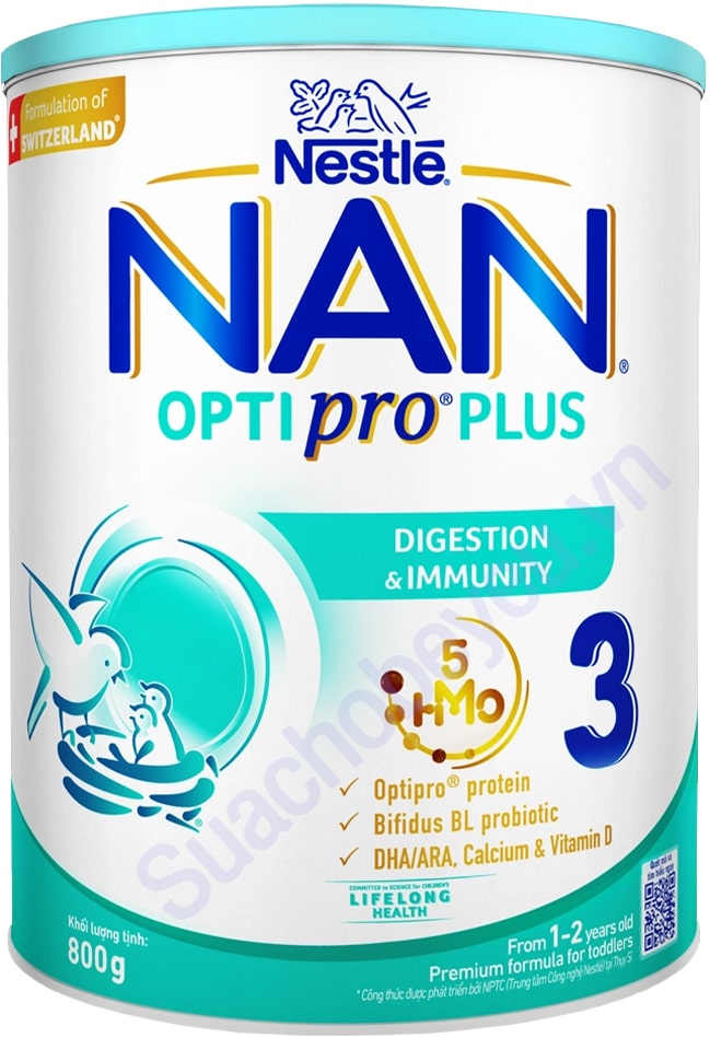 Sữa Nan Optipro Plus số 3 cho trẻ 1-2 tuổi lon 800g