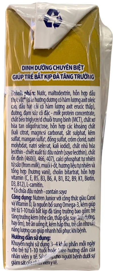 Thùng sữa bột pha sẵn Nutren Junior hộp 110ml