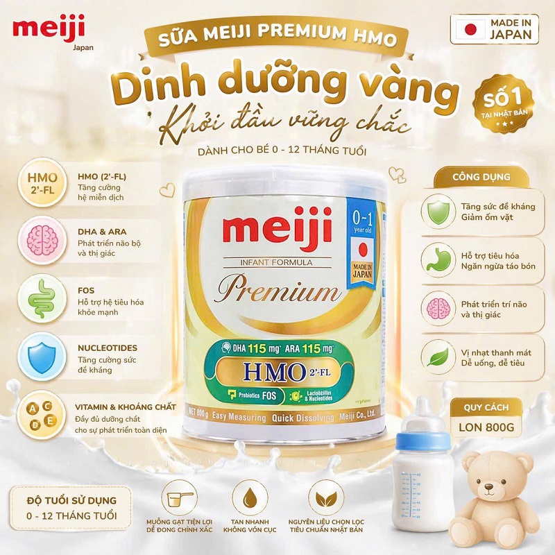 Sữa Meiji Premium Nhật Bản cho trẻ 1-3 tuổi lon 800g