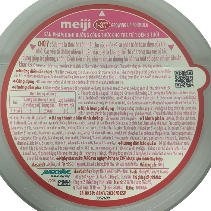 Sữa Meiji Growing Formula 800g nhập khẩu cho trẻ 1-3 tuổi