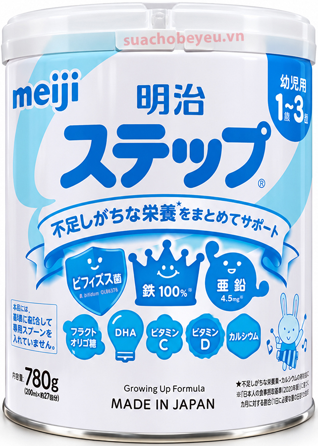 Sữa Meiji nội địa nhật bản lon 780g cho trẻ 1-3 tuổi 