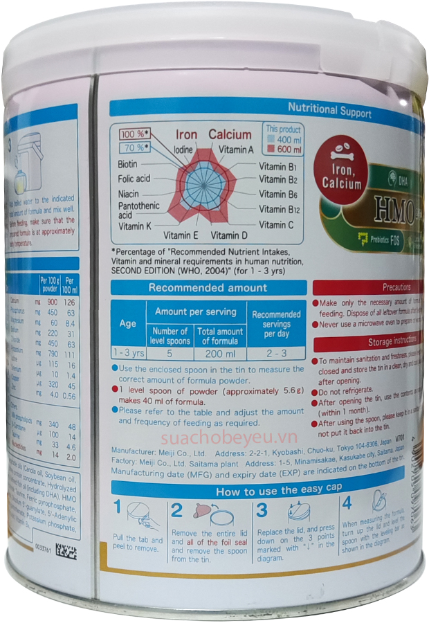 Sữa Meiji Premium Nhật Bản cho trẻ 1-3 tuổi lon 800g