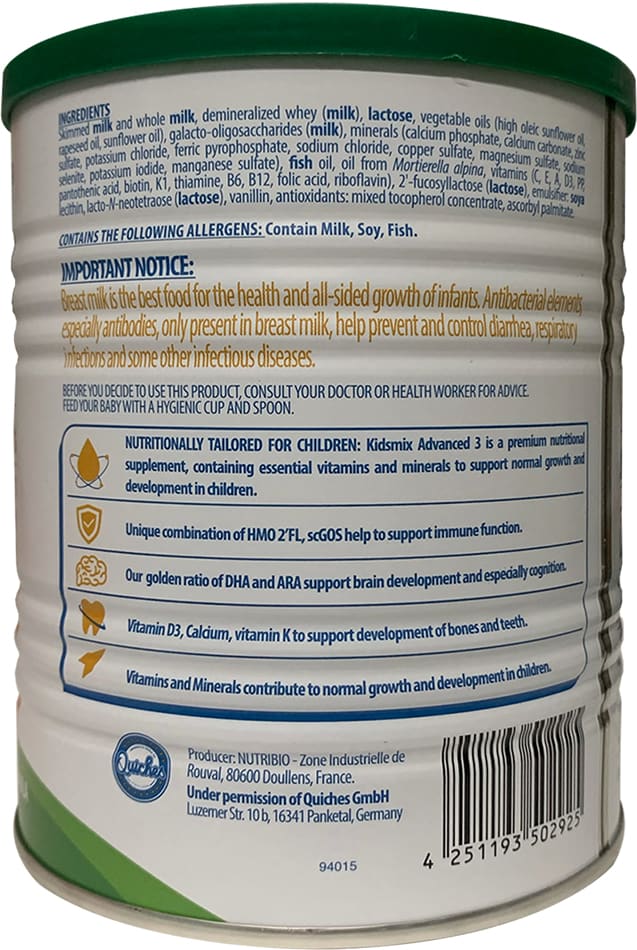 Sữa Kidsmix Advanced số 3 400g cho trẻ từ 24-36 tháng tuổi