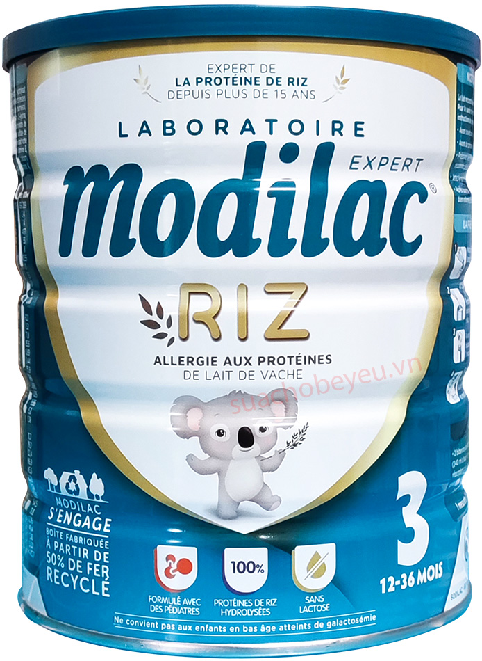 Sữa Modilac Expert Riz 3 lon 800g cho trẻ dị ứng đạm bò 1-3 tuổi
