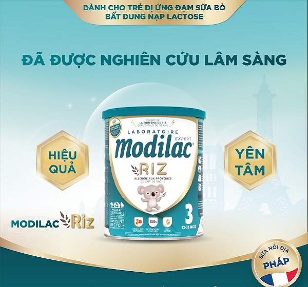 Sữa Modilac Expert Riz 3 lon 800g cho trẻ dị ứng đạm bò 1-3 tuổi
