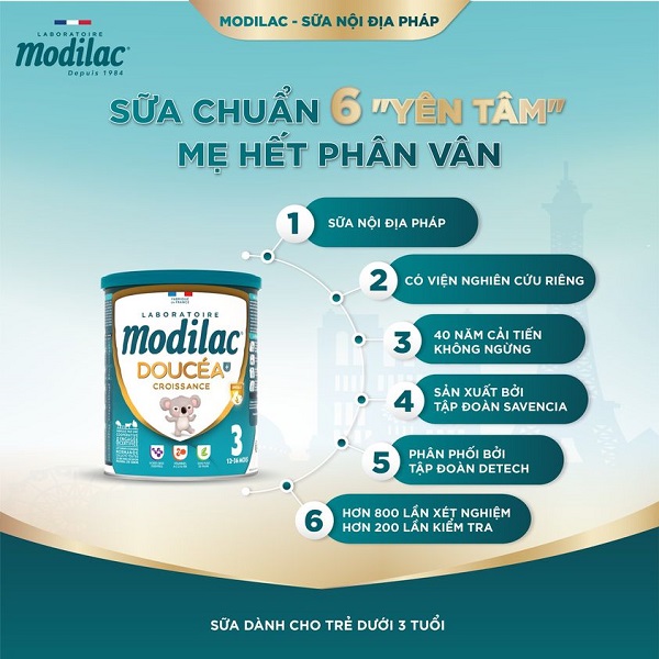 Sữa Modilac Doucéa số 1 lon 400g, cho trẻ 0-6 tháng