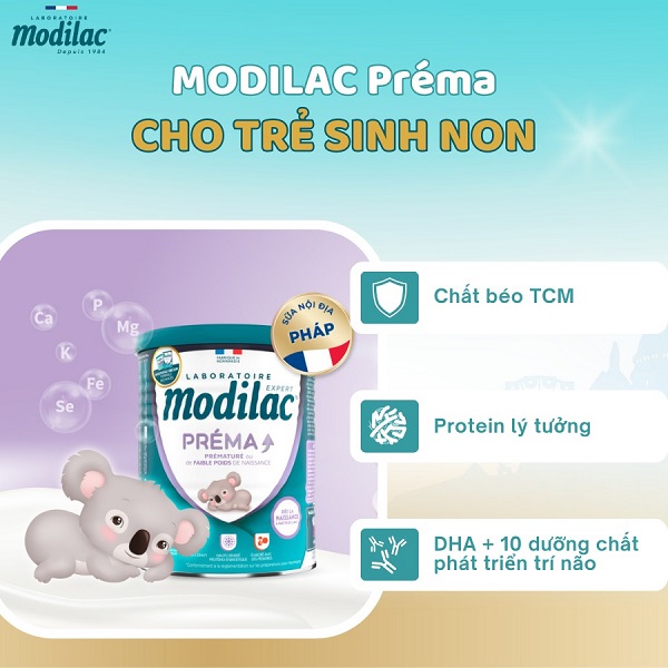 Sữa Modilac Prema lon 400g cho trẻ sinh non nhẹ cân