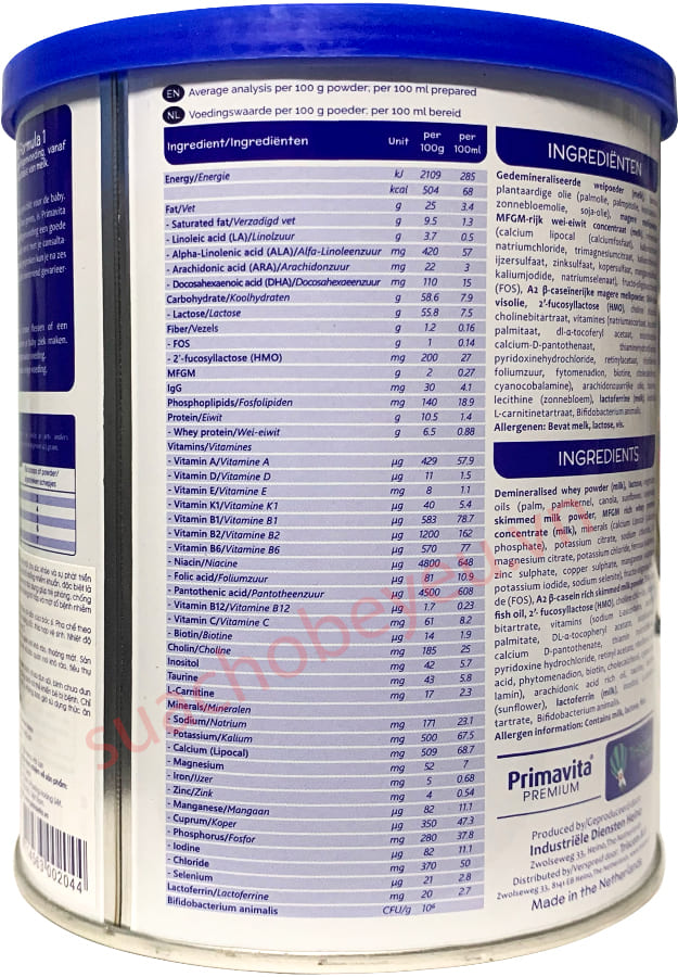 Sữa Primavita Premium số 1 lon 400g cho trẻ từ 0-6 tháng