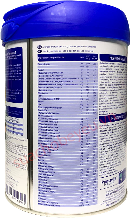 Sữa Primavita Premium số 1 lon 800g cho trẻ từ 0-6 tháng