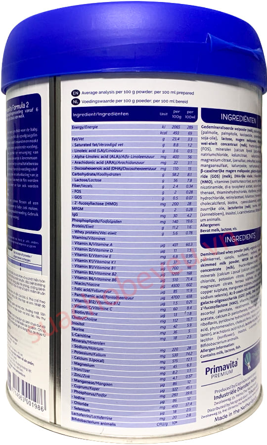 Sữa Primavita Premium số 2 lon 800g cho trẻ từ 6-12 tháng