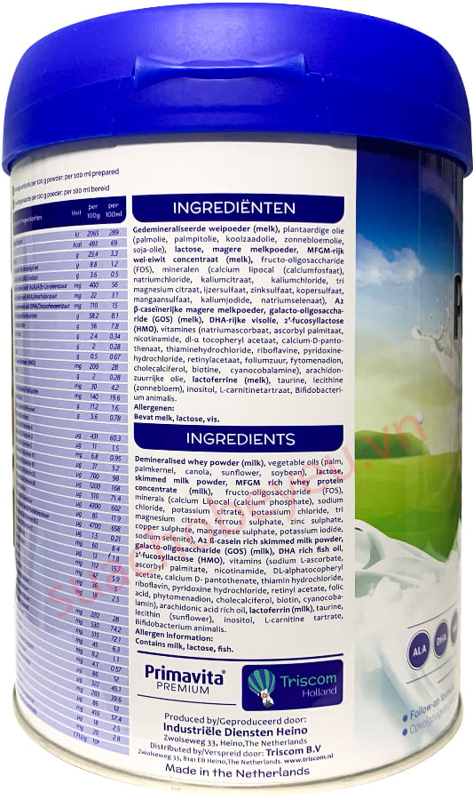 Sữa Primavita Premium số 2 lon 800g cho trẻ từ 6-12 tháng