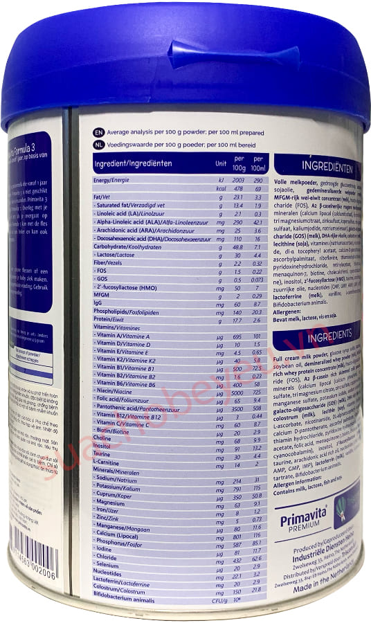 Sữa Primavita Premium số 3 lon 800g cho trẻ từ 12-36 tháng