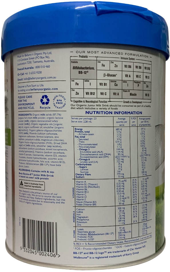 Sữa Bellamy's Organic đạm A2 số 4 lon 800g cho trẻ trên 2 tuổi