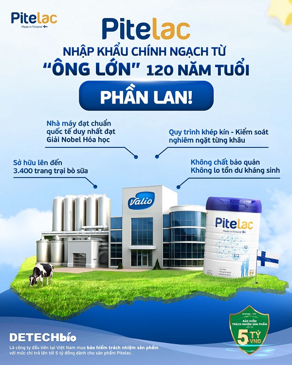 Sữa tăng chiều cao Pitelac lon 800g cho trẻ từ 2-12 tuổi