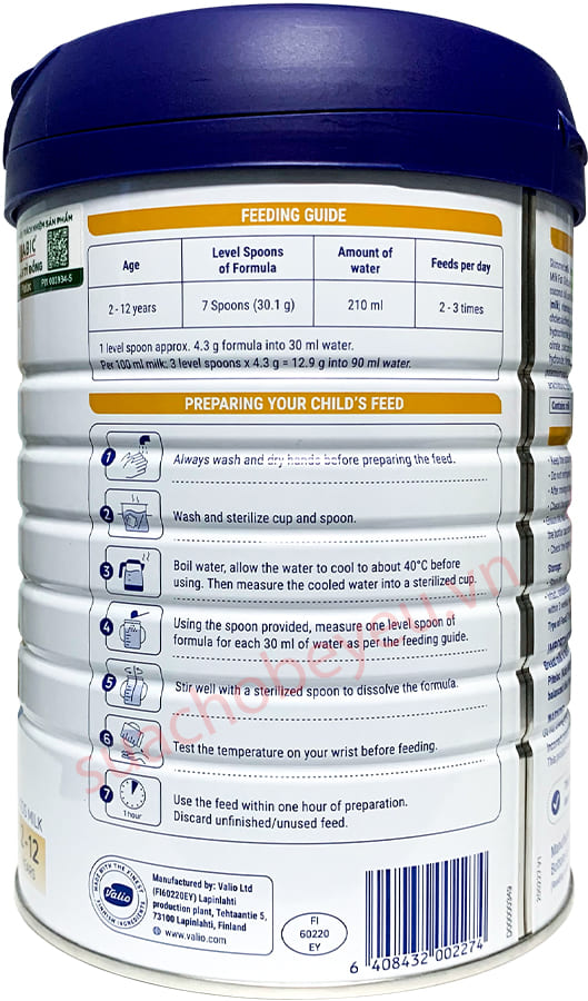 Sữa tăng chiều cao Pitelac lon 800g cho trẻ từ 2-12 tuổi