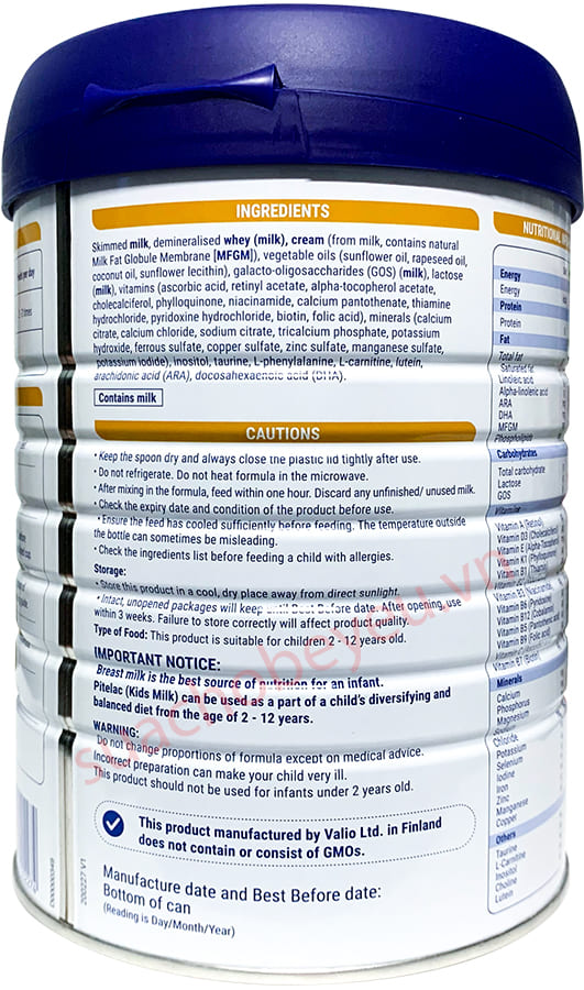 Sữa tăng chiều cao Pitelac lon 800g cho trẻ từ 2-12 tuổi