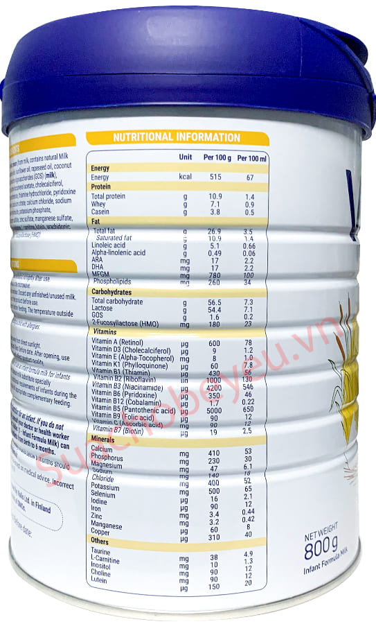 Sữa Vallac số 1 lon 800g cho trẻ từ 0-6 tháng