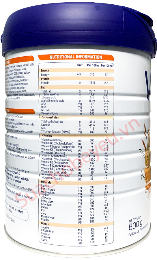 Sữa Vallac số 2 lon 800g cho trẻ từ 6-12 tháng