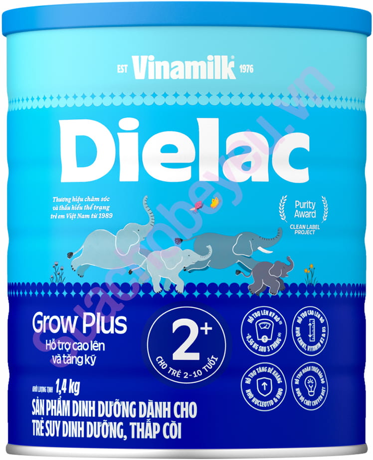 Sữa Dielac Grow Plus 2+ lon 1.4kg cho trẻ 2-10 tuổi