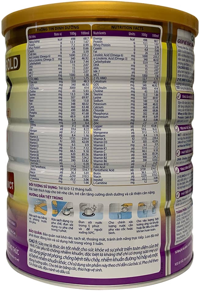 Sữa Calokid Gold 0+ lon 900g tăng cân khoa học cho trẻ 0-12 tháng tuổi