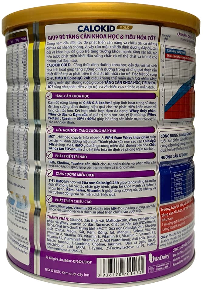 Sữa Calokid Gold 0+ lon 900g tăng cân khoa học cho trẻ 0-12 tháng tuổi