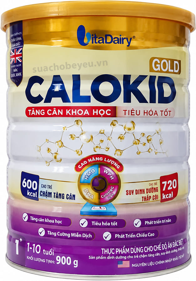 Sữa Calokid Gold lon 900g tăng cân khoa học cho trẻ 1-10 tuổi
