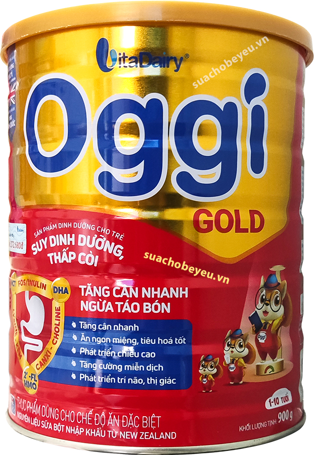 Sữa bột Oggi Gold lon 900g cho trẻ suy dinh dưỡng 1-10 tuổi