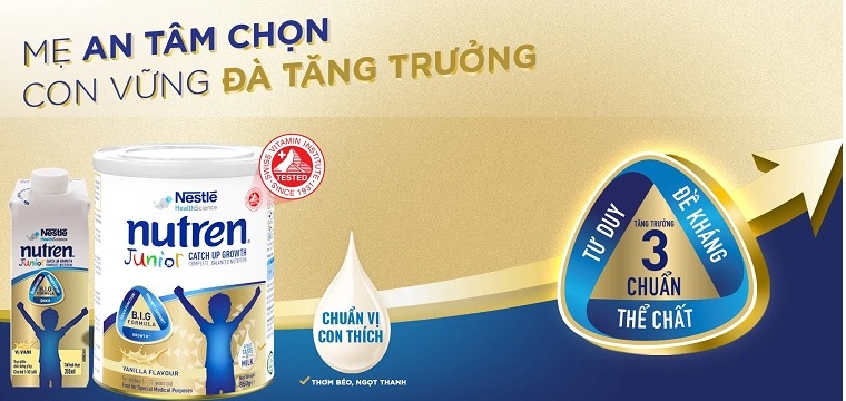Sữa Nutren Junior tăng cân cho trẻ thấp còi từ 1-10 tuổi