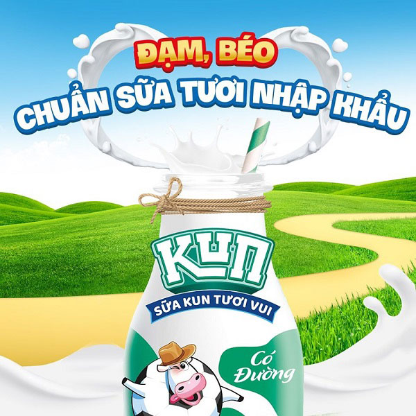 Sữa Kun Tươi Vui Ít Đường hộp 180ml