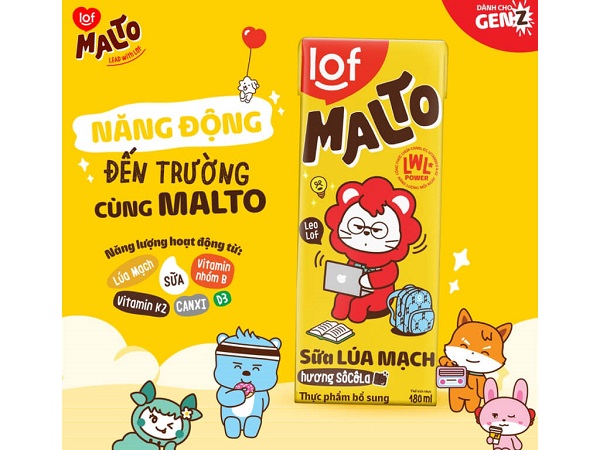 Sữa lúa mạch Lof Malto hương Socola bạc hà hộp 180ml