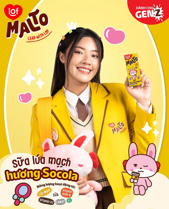 Sữa lúa mạch Lof Malto hương Socola bạc hà hộp 180ml