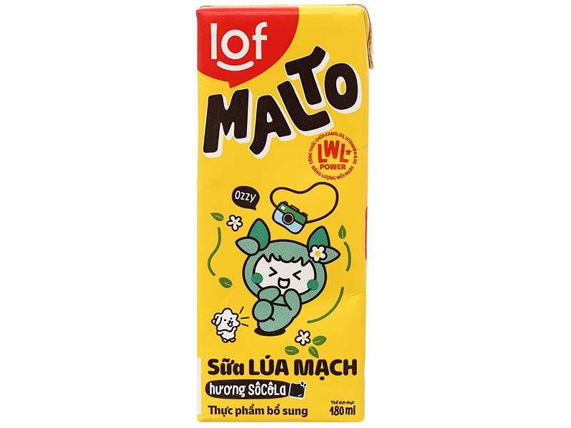 Sữa lúa mạch Lof Malto hương Socola hộp 180ml