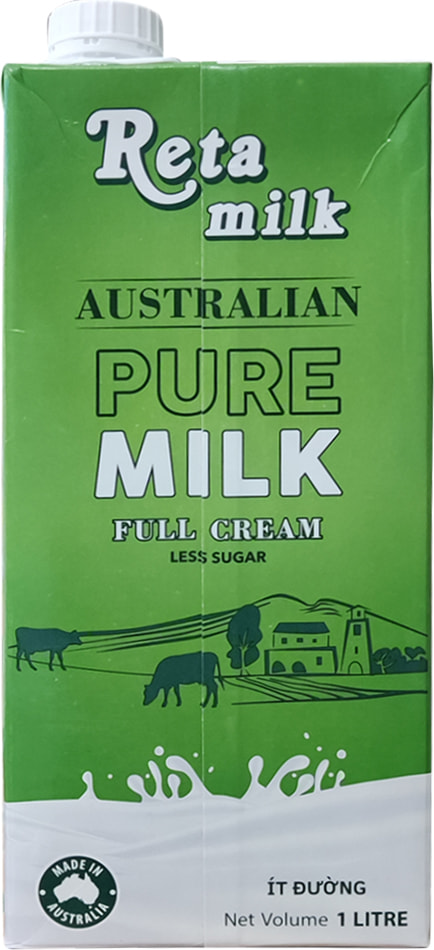 Sữa tươi Reta Milk Úc Ít đường hộp 1 Lít