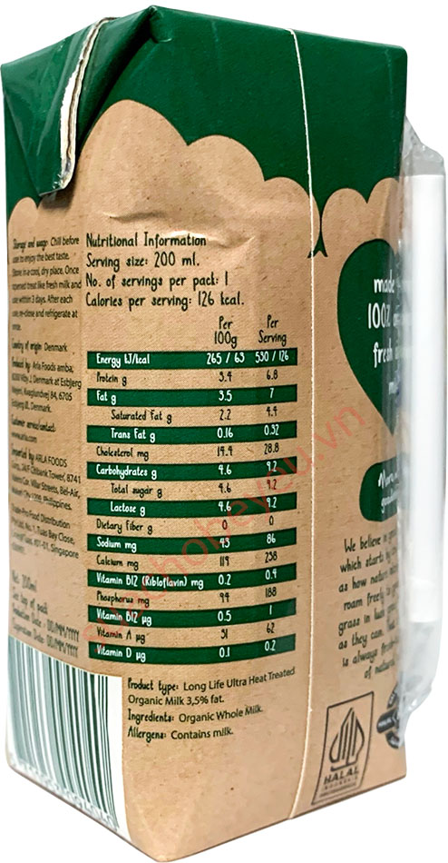 Sữa tươi nguyên kem Arla Organic hộp 200ml