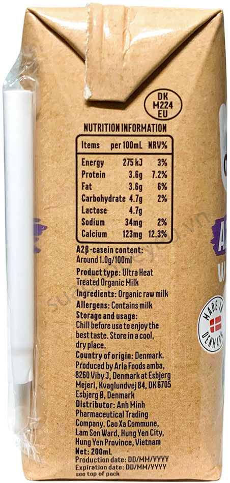 Sữa tươi nguyên kem Arla Organic A2 hộp 200ml