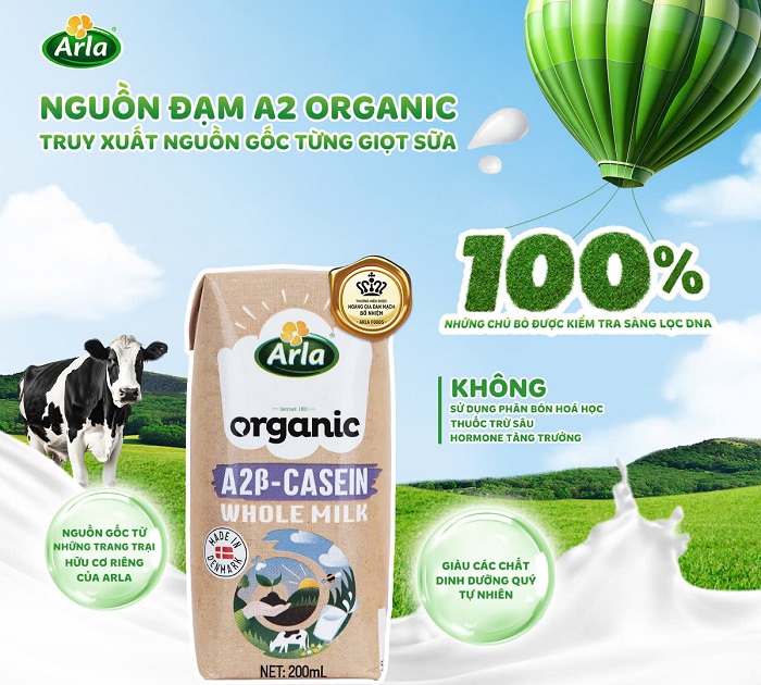 Sữa tươi nguyên kem Arla Organic A2 hộp 200ml