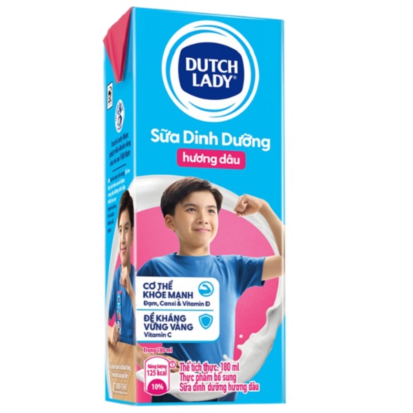 Sữa tươi Cô Gái Hà Lan vị Dâu hộp 180ml