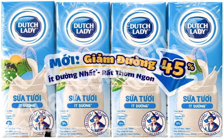 Sữa tươi Cô Gái Hà Lan ít đường hộp 180ml