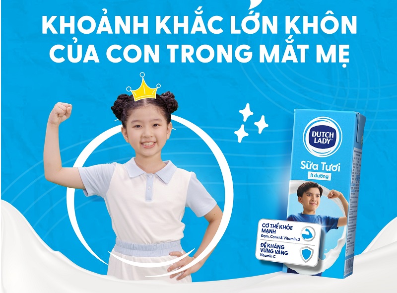 Sữa tươi Cô Gái Hà Lan ít đường hộp 180ml