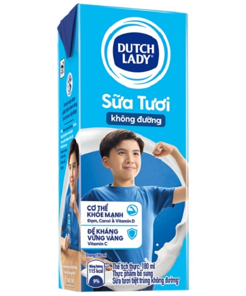 Sữa tươi Cô Gái Hà Lan không đường hộp 180ml