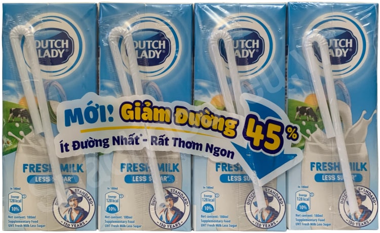 Sữa tươi Cô Gái Hà Lan Ít đường hộp 180ml