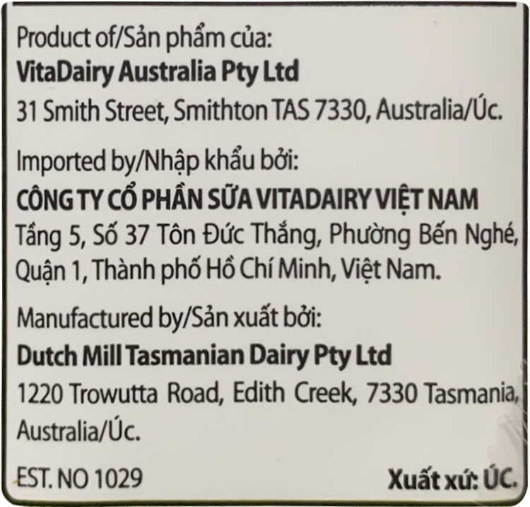 Sữa tươi úc moozi có đường hộp 180ml