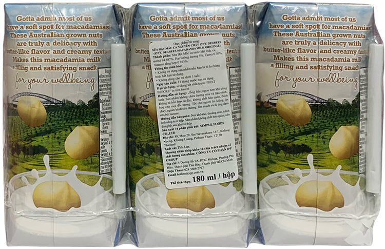 Sữa hạt 137 Degrees Mắc Ca Nguyên Chất hộp 180ml