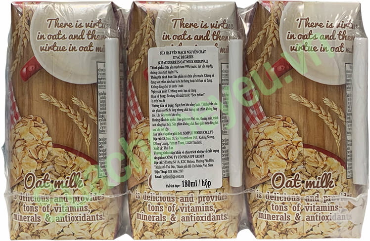 Sữa hạt Yến Mạch Nguyên Chất 137 Degrees hộp 180ml