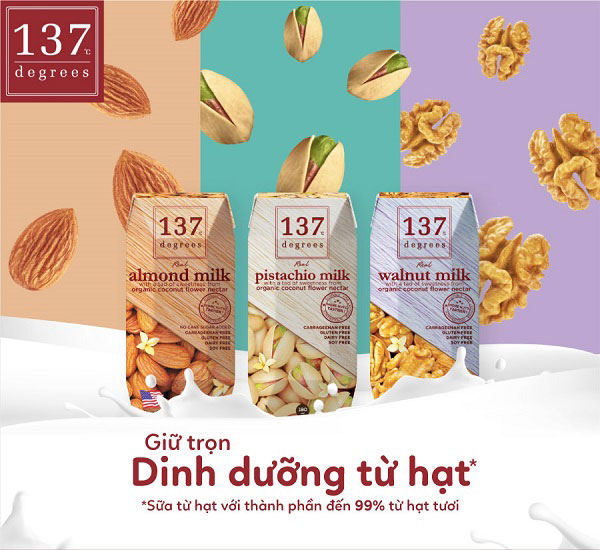 Sữa hạt Dẻ Cười Nguyên Chất 137 Degrees hộp 180ml