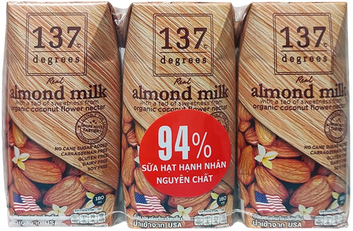 Sữa hạt hạnh nhân nguyên chất 137 Degrees hộp 180ml