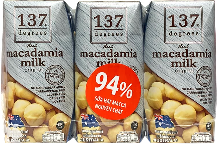 Sữa hạt Mắc Ca Nguyên Chất 137 Degrees hộp 180ml