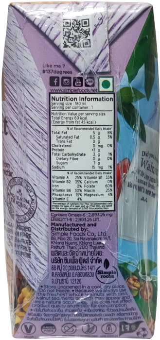 Sữa hạt Óc Chó Nguyên Chất 137 Degrees hộp 180ml