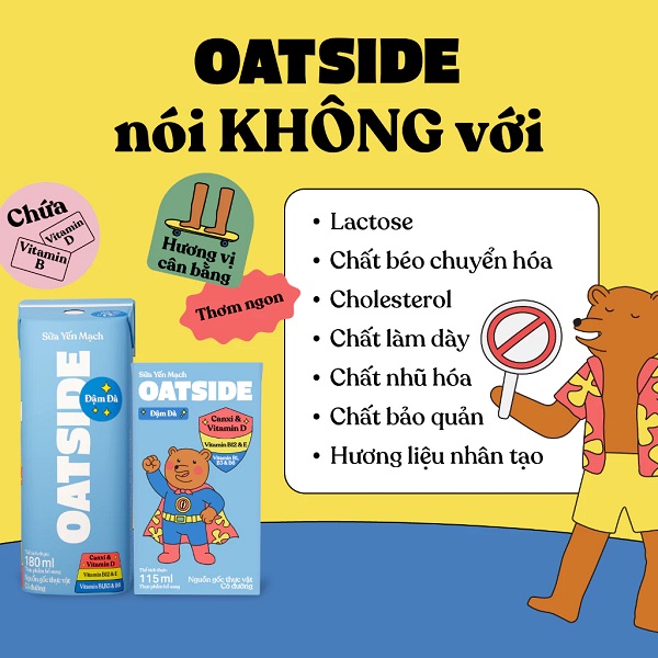 Sữa yến mạch Oatside đậm đà hộp 180ml có đường
