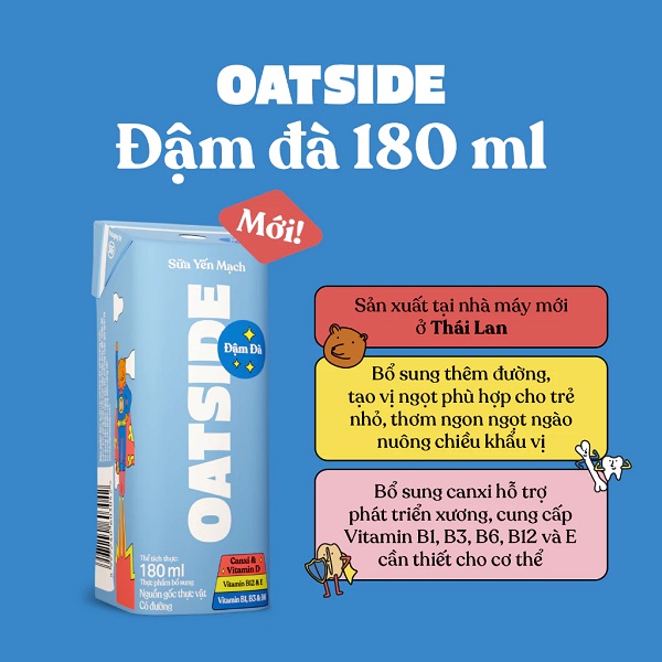 Sữa yến mạch Oatside đậm đà hộp 115ml (có đường)